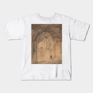 St. Alban's Cathedral, Hertfordshire by Thomas Girtin Kids T-Shirt